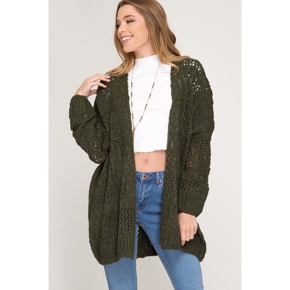 >>LAST<< Emerson Oversized Knit Cardi - Gray/Ivory - Picture 4 of 7